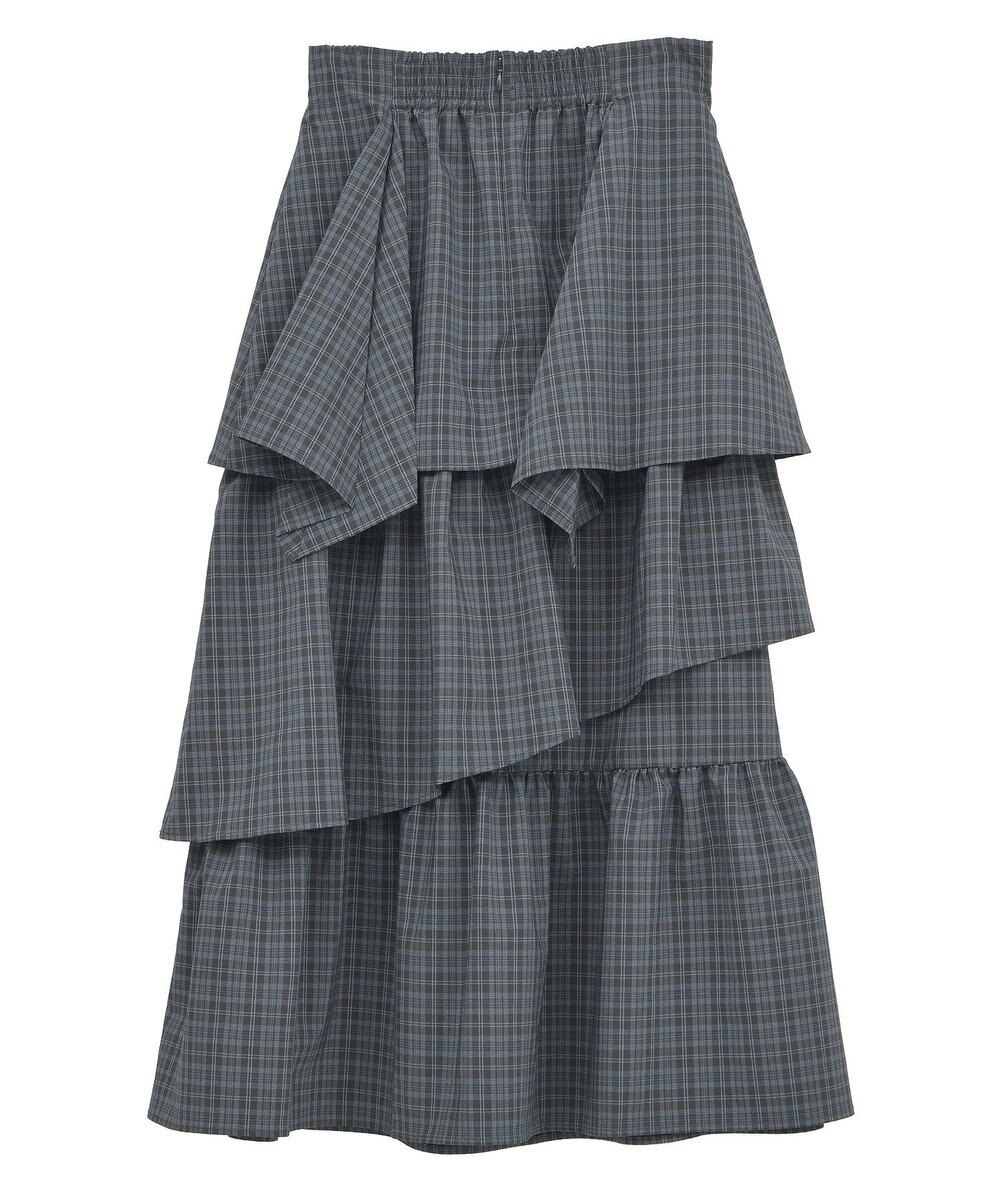 earth music&ecology ハイウエストランダムティアードチェックスカート 