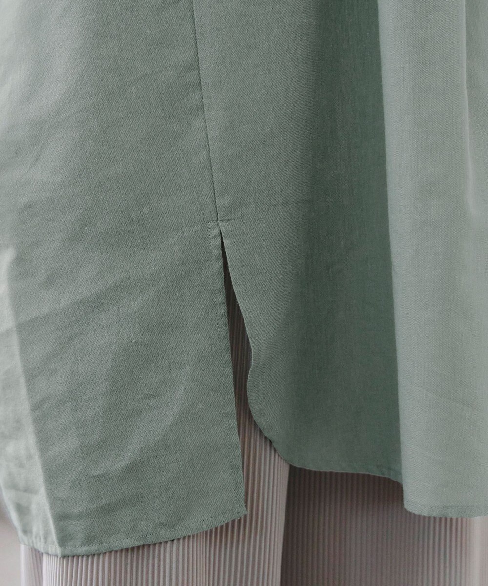 Tiaclasse 【洗える】フレンチスリーブリネンチュニックシャツ 