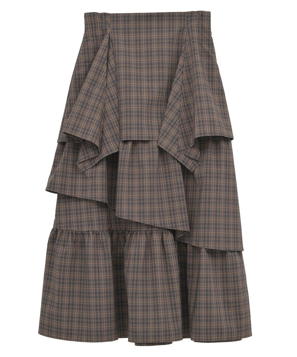 earth music&ecology ハイウエストランダムティアードチェックスカート 