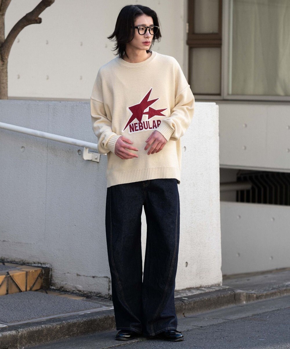 WEGO サテンワッペンニットプルオーバー 