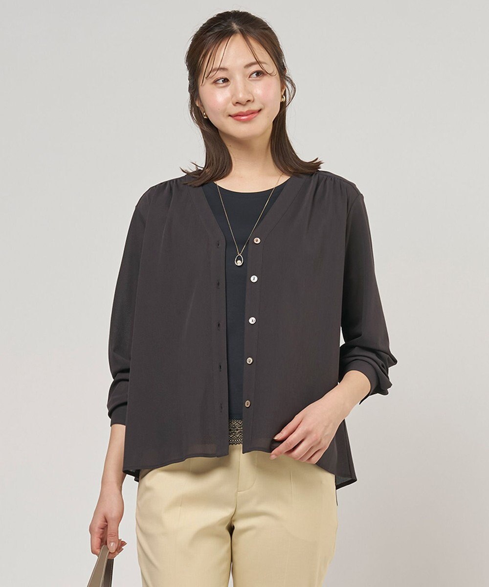 J.PRESS LADIES 【冷房対策に】シアードライトリコット Vネック カーディガン 