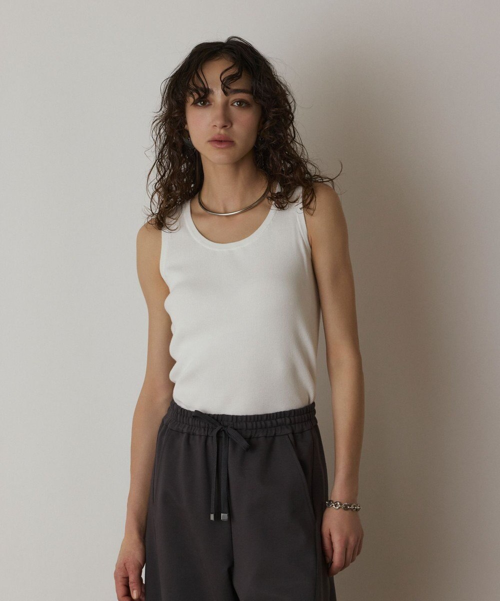 GRACE CONTINENTAL Uネックリブニットトップ 