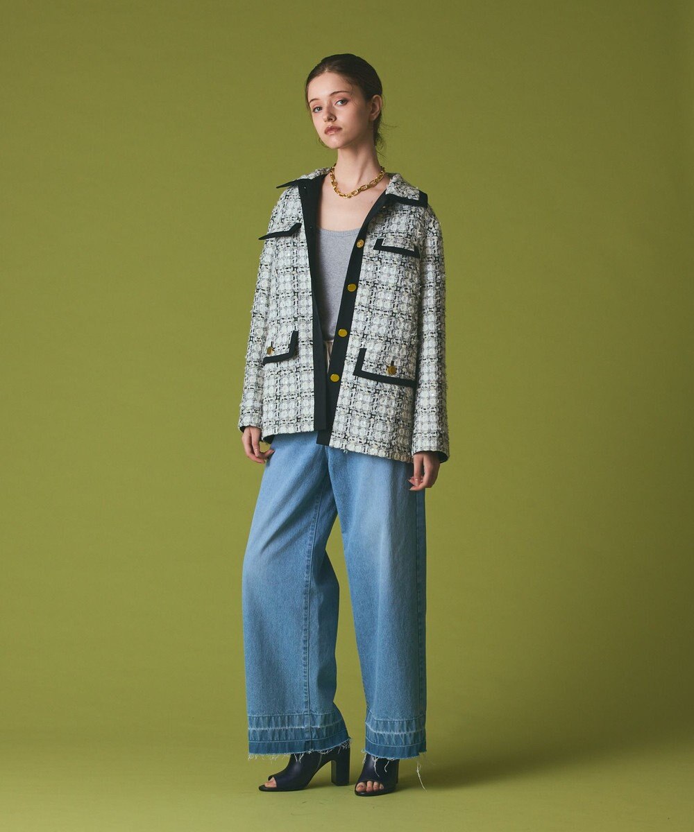 GRACE CONTINENTAL トリミングツイードショートコート 