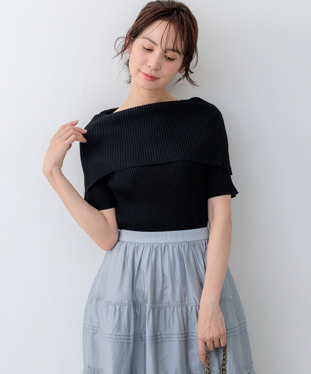 組曲 【WEB限定】クリアストレッチオフショルダー ニット 