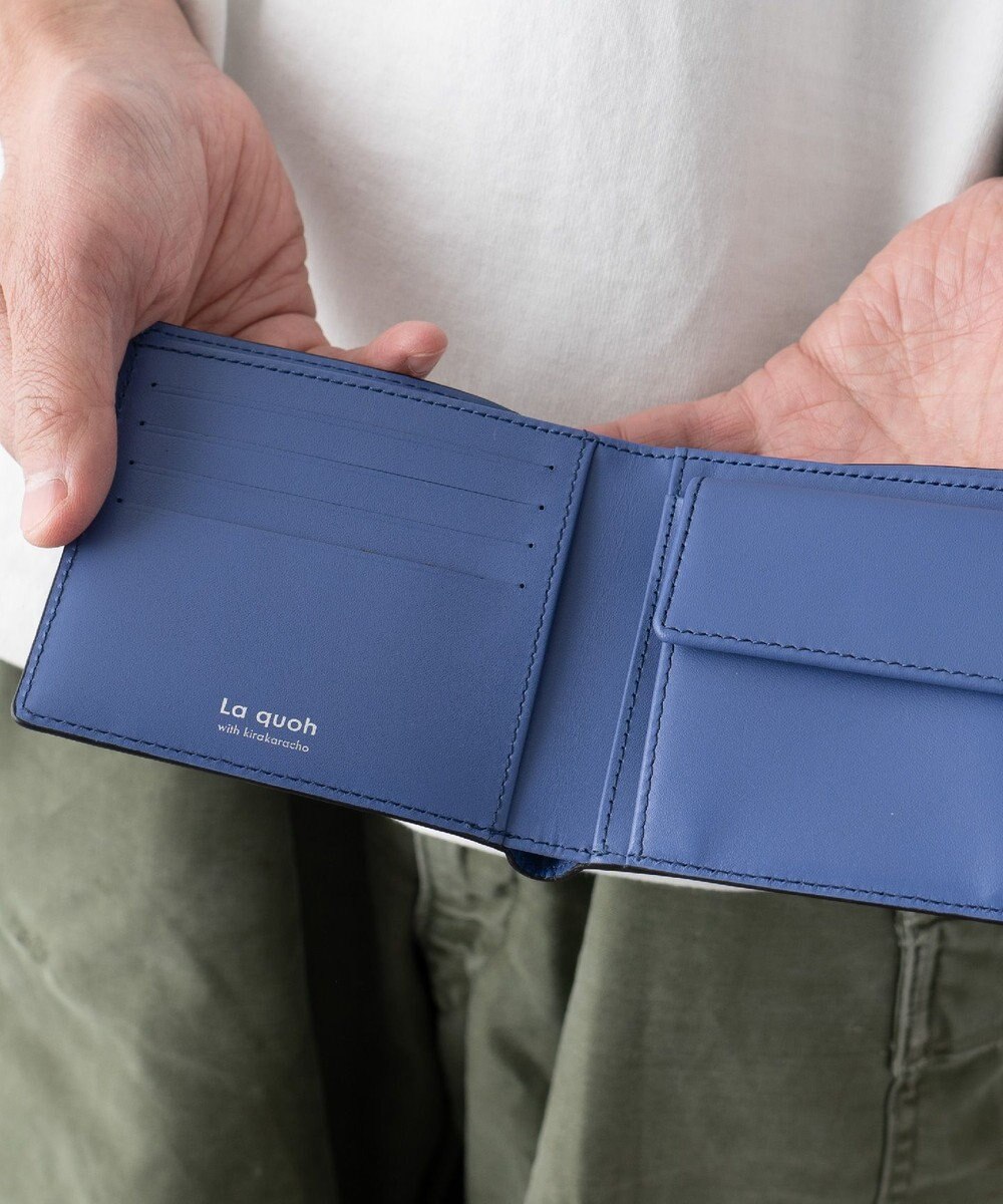 MIYABIYA La quoh with kirakaracho 角つなぎ プリントレザー 二つ折り財布 