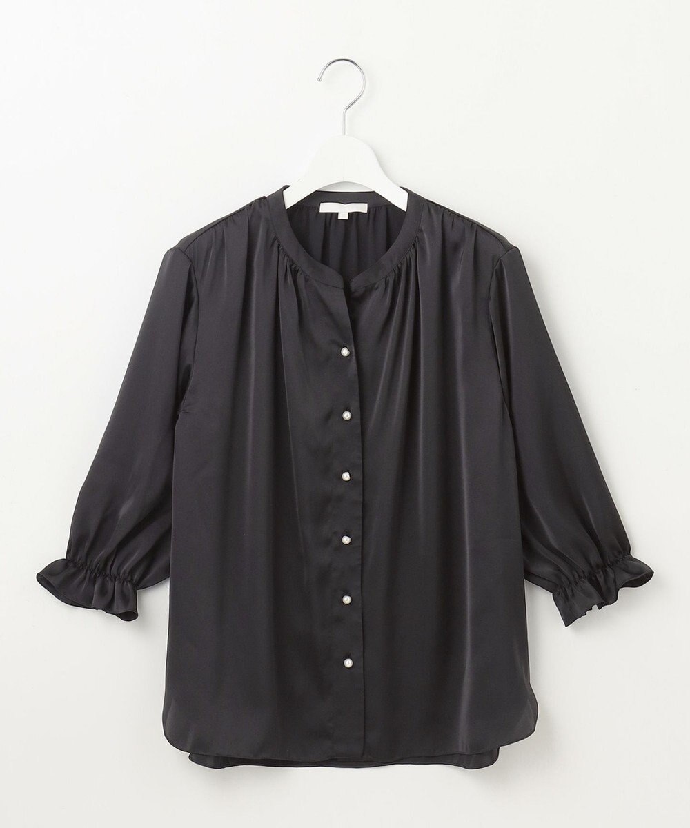 自由区 L 【カタログ掲載・WEB&一部店舗限定・セットアップ対応・洗える】セミブライトサテン ブラウス 