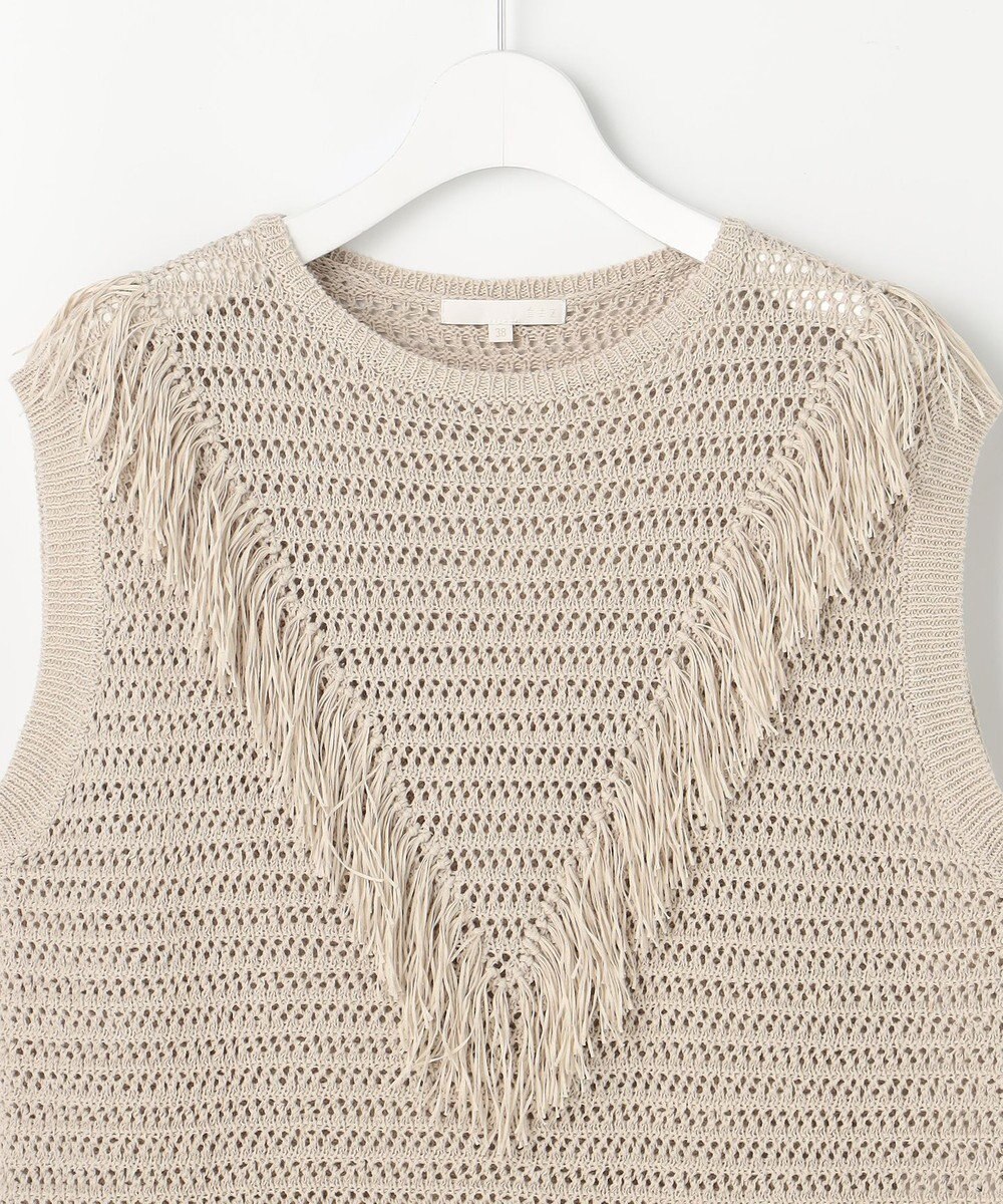 自由区 リネンフリンジ ベスト 