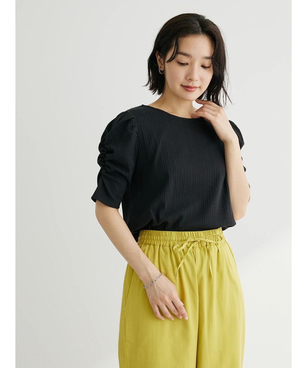 Green Parks リブ肩デザイン５分袖プルオーバー 