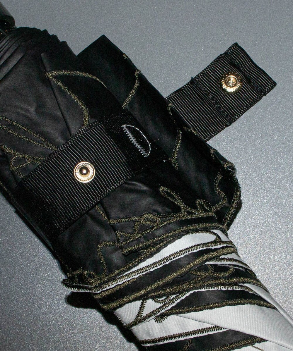 AURORA テレビで紹介！Beaurance ビューランス カリグラフィー刺しゅう柄 晴雨兼用パラソル (折りたたみ) 