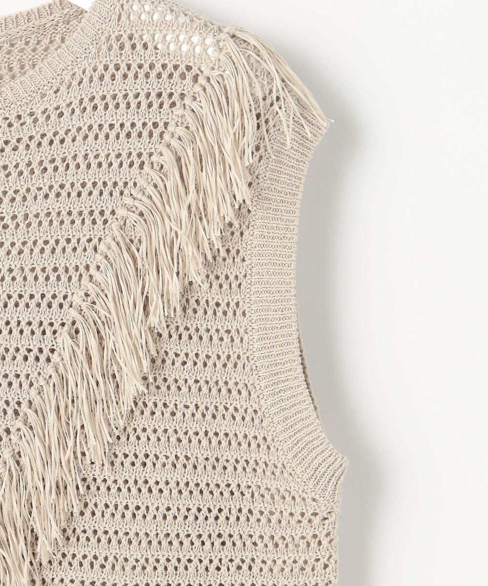 自由区 リネンフリンジ ベスト 