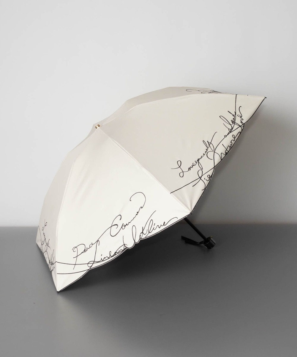 AURORA Beaurance ビューランス カリグラフィー刺しゅう柄 晴雨兼用パラソル傘 (折り畳み傘) 日傘 クリーム