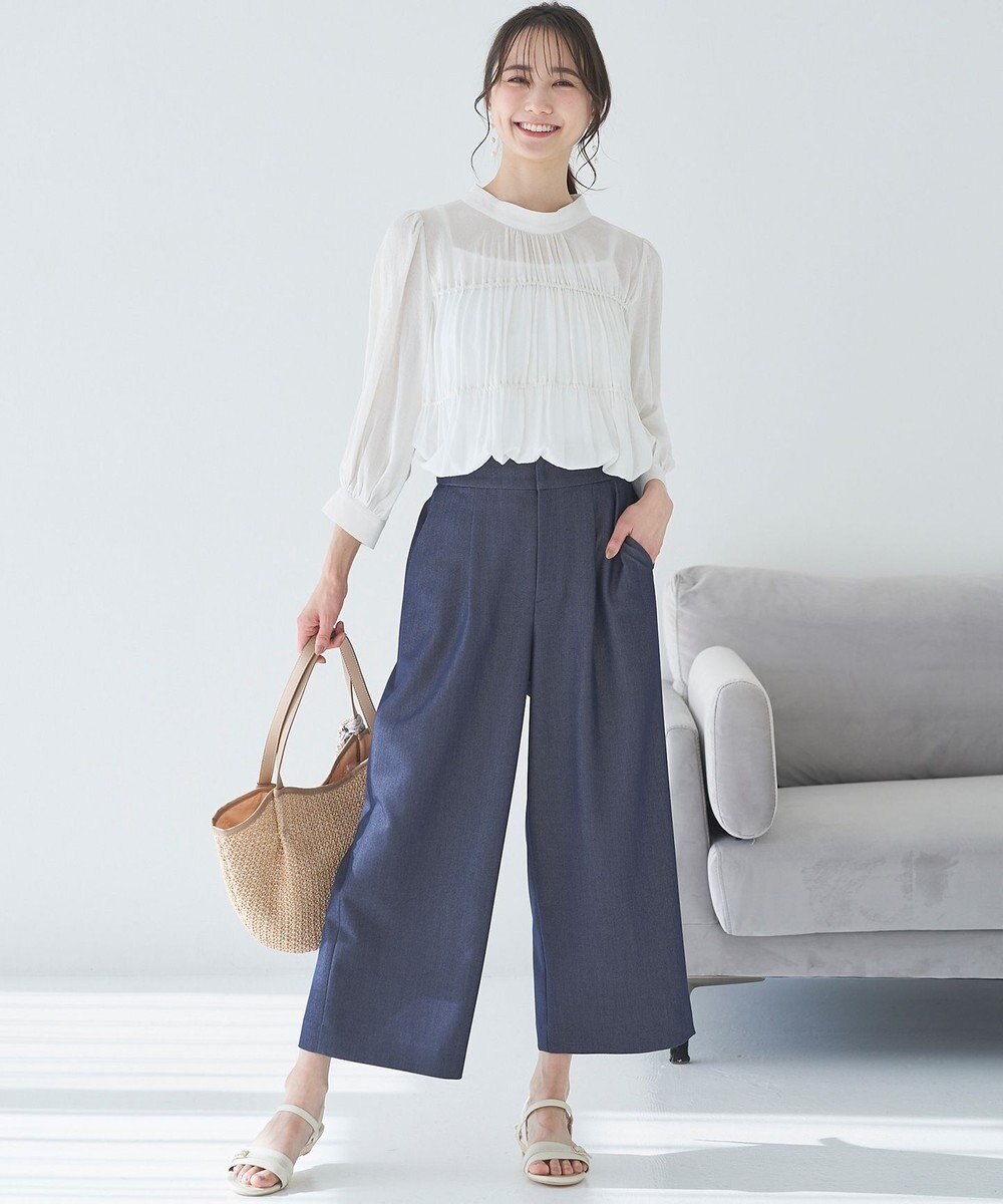 ANY SIS 【洗える】シャーリングシアー ブラウス 