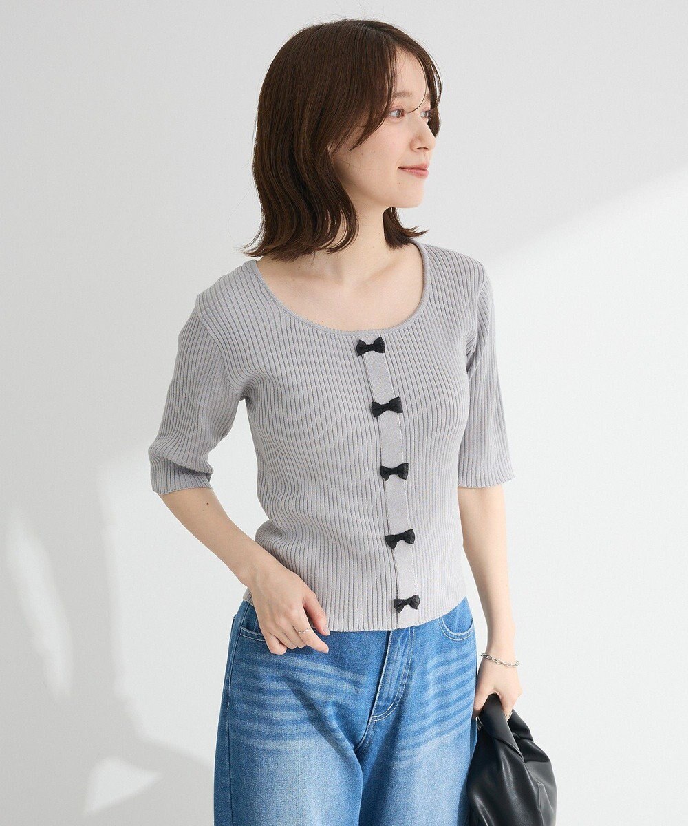 Green Parks ・ｓｗｉｎｇ　ｂｙ　フロントリボンリブニット 