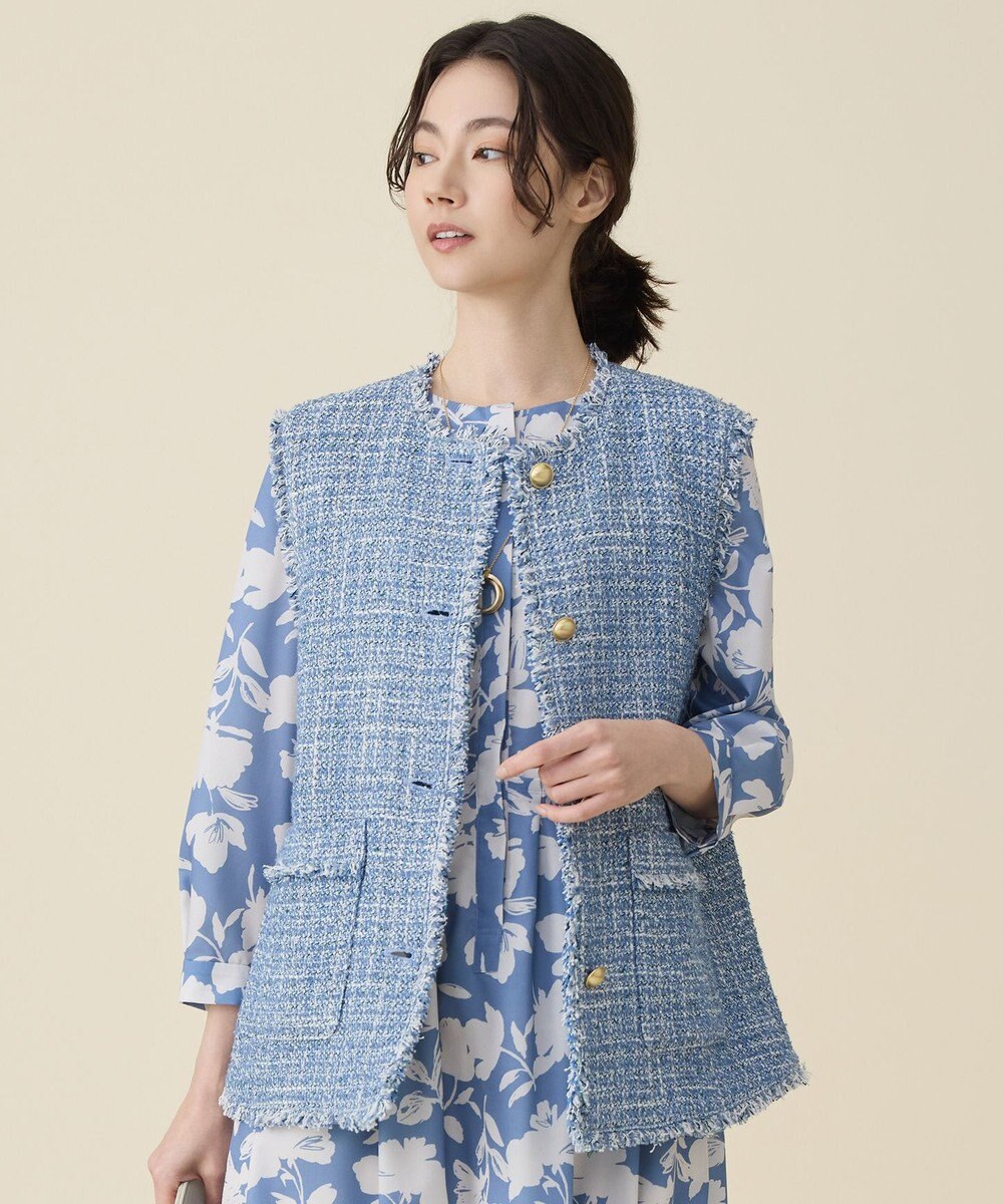 自由区 ファンシーノットツイード ジレ 