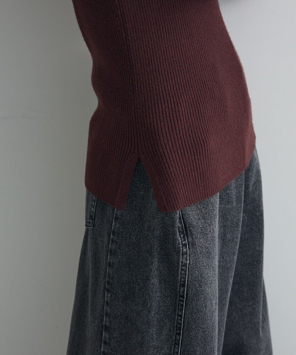 Green Parks ダブルカフスモックネック配色ニット 