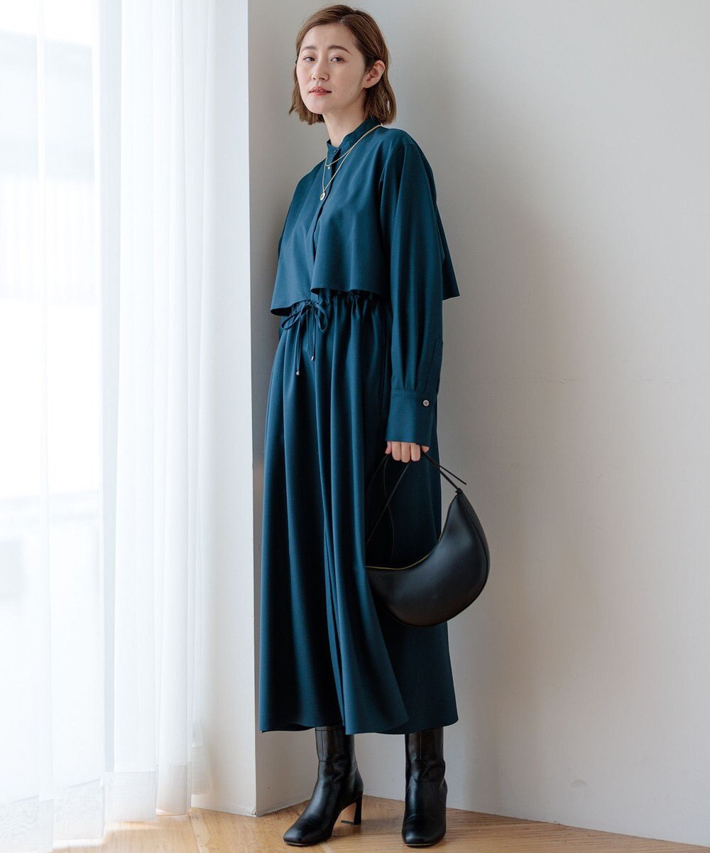23区 L 【洗える】TWマットクロス シャツワンピース 