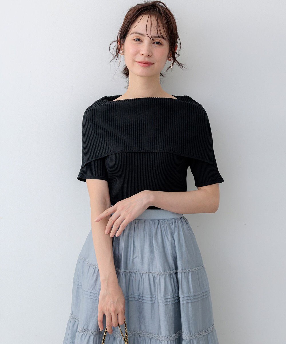 組曲 【WEB限定】クリアストレッチオフショルダー ニット 