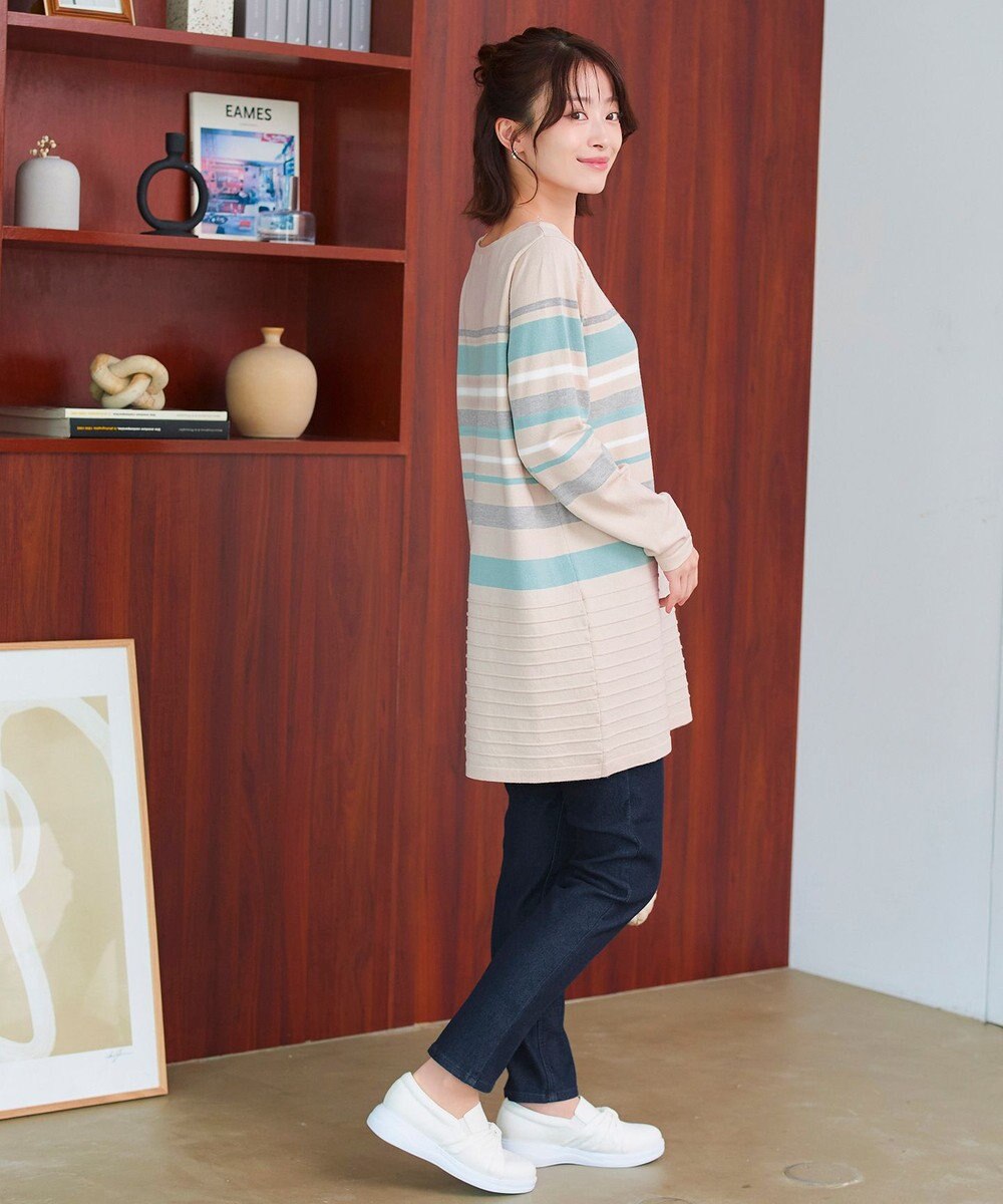 Tiaclasse 【洗える】マルチボーダーニットチュニック 