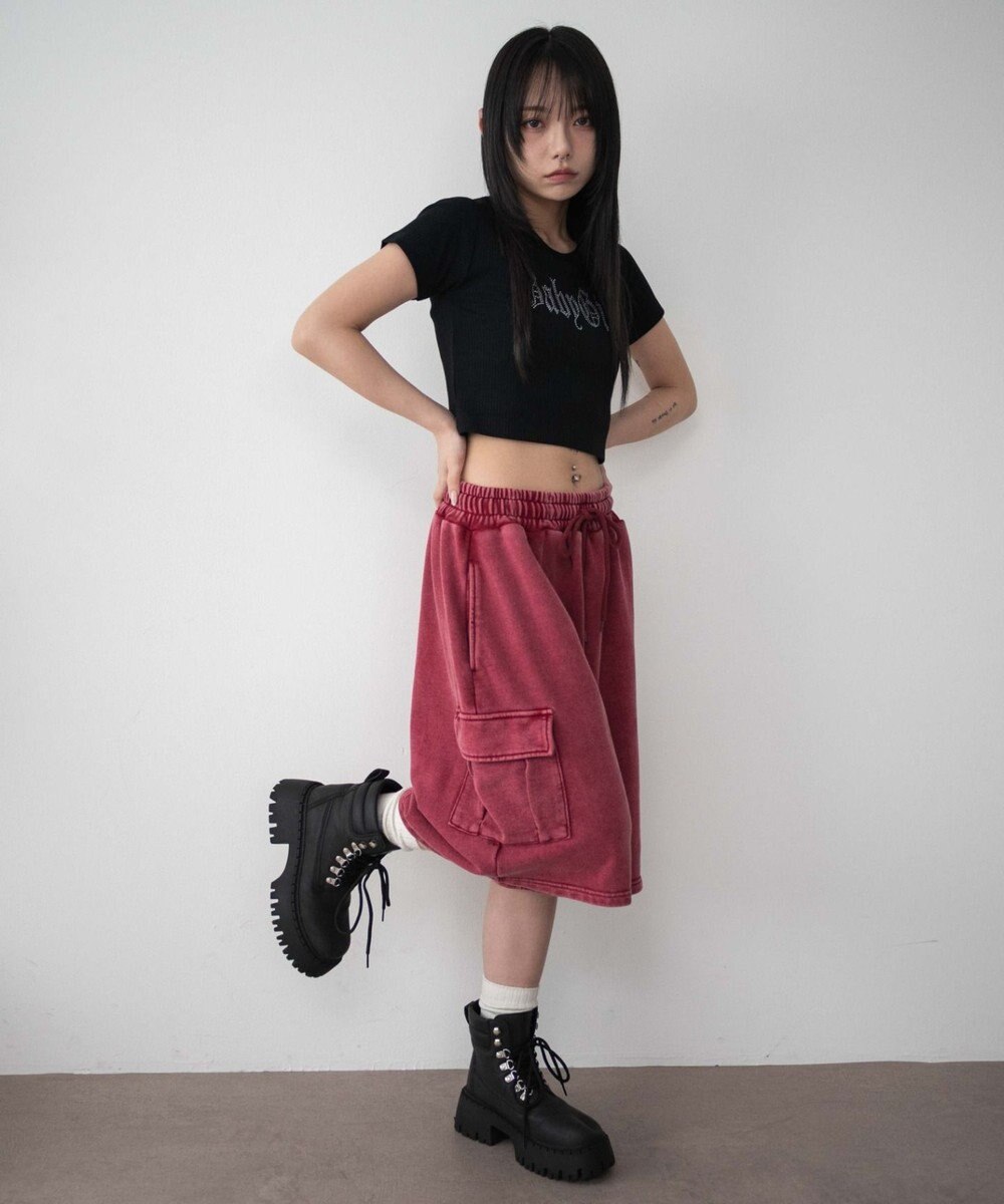 WEGO 【ウエストゴム】スウェットカーゴハーフパンツ 