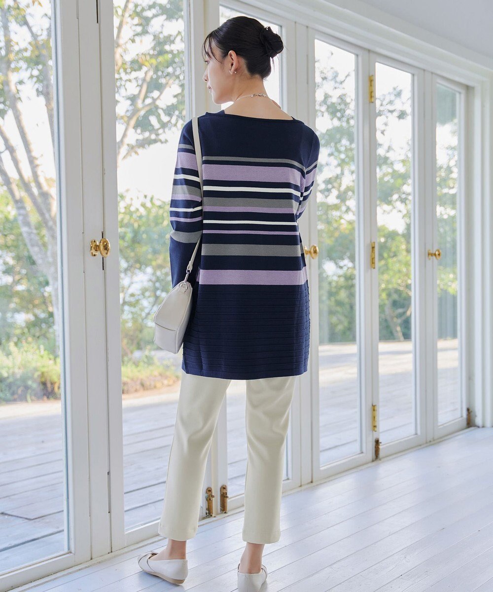 Tiaclasse 【洗える】マルチボーダーニットチュニック 