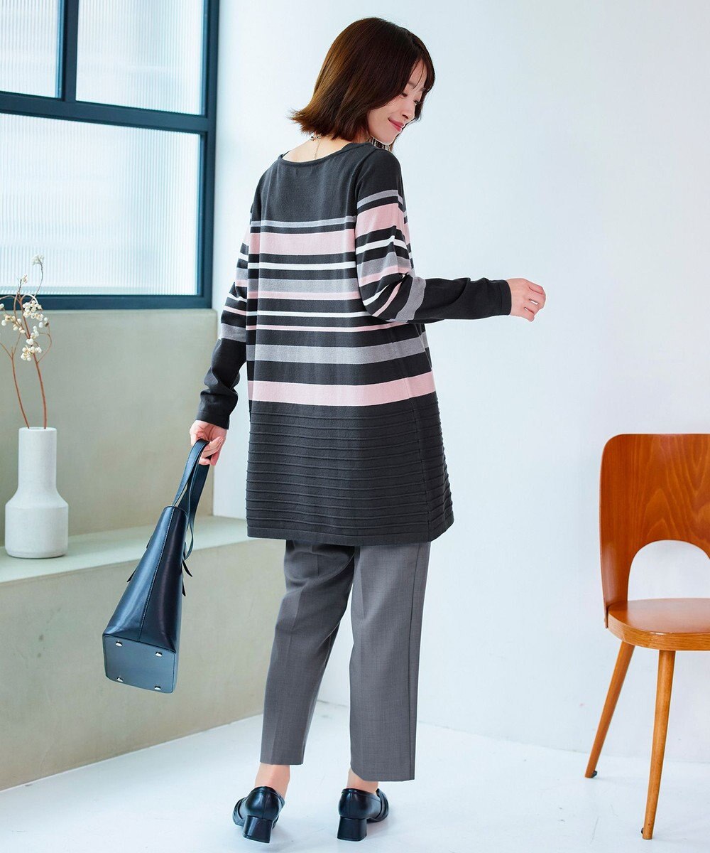 Tiaclasse 【洗える】マルチボーダーニットチュニック 