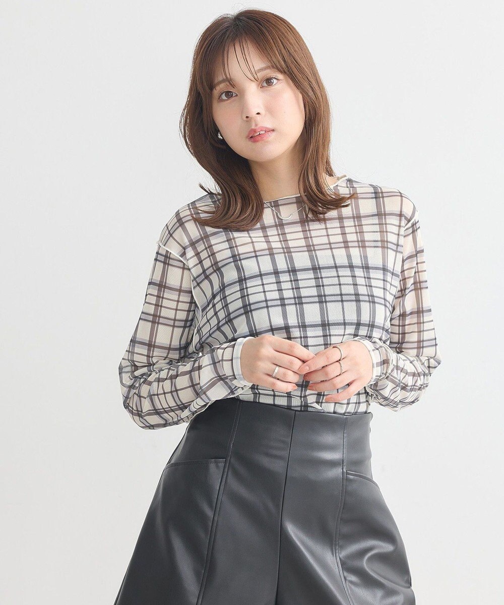 earth music&ecology シアーチェックプルオーバー 