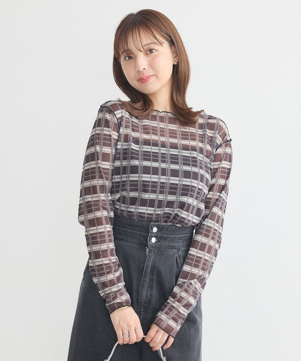 earth music&ecology シアーチェックプルオーバー 