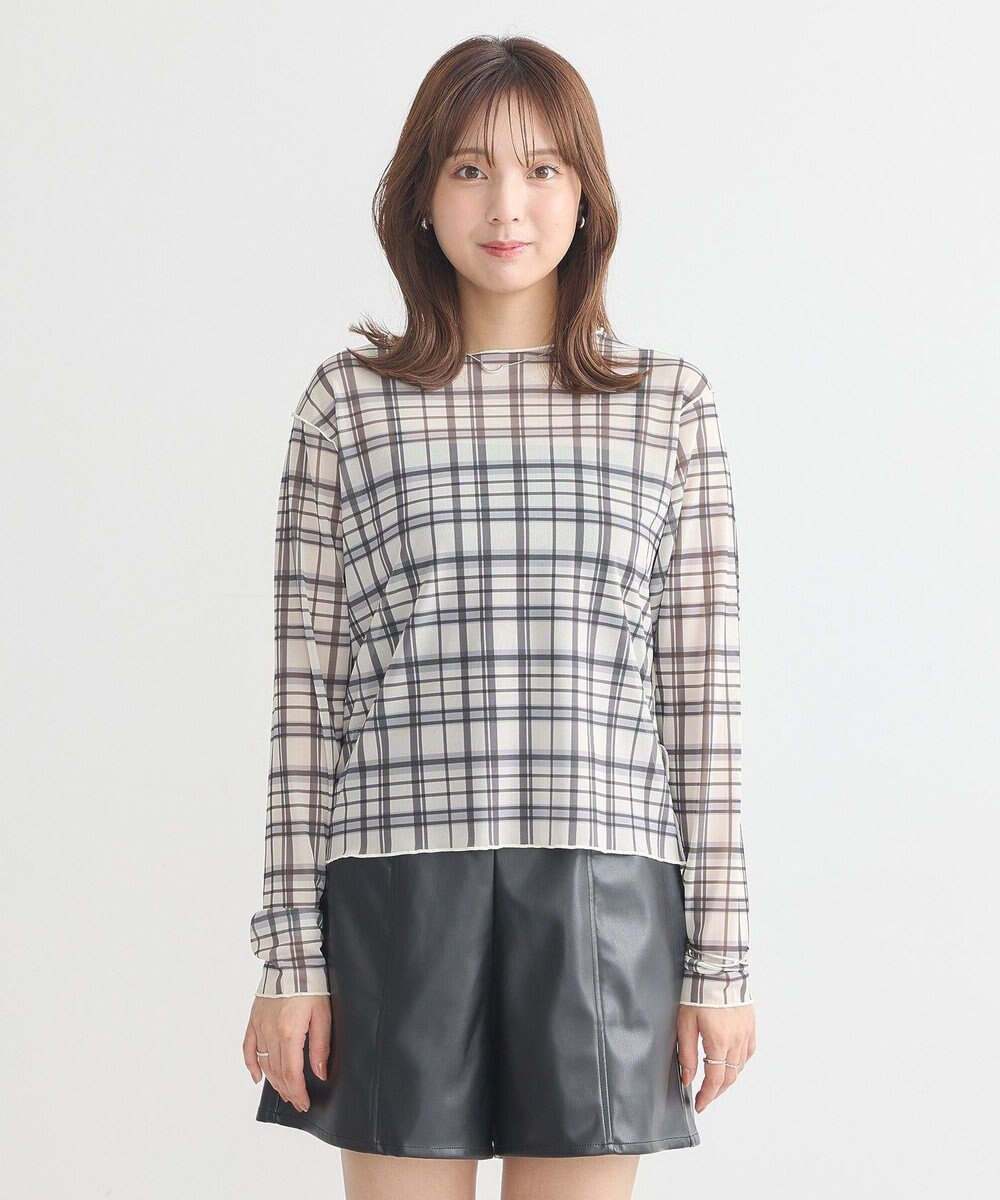 earth music&ecology シアーチェックプルオーバー 