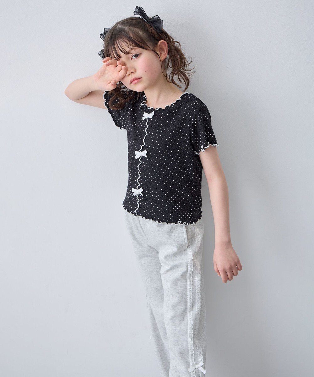 ANY KIDS 【一部店舗/WEB先行販売アイテム】ドット×リボン 半袖Tシャツ 