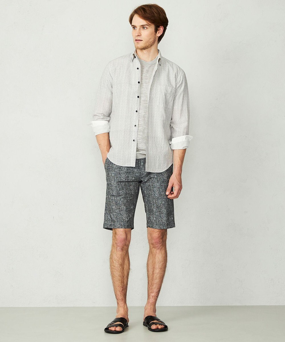 JOSEPH ABBOUD 【オーガニックコットン】リヨセルリネンプリント シャツ 