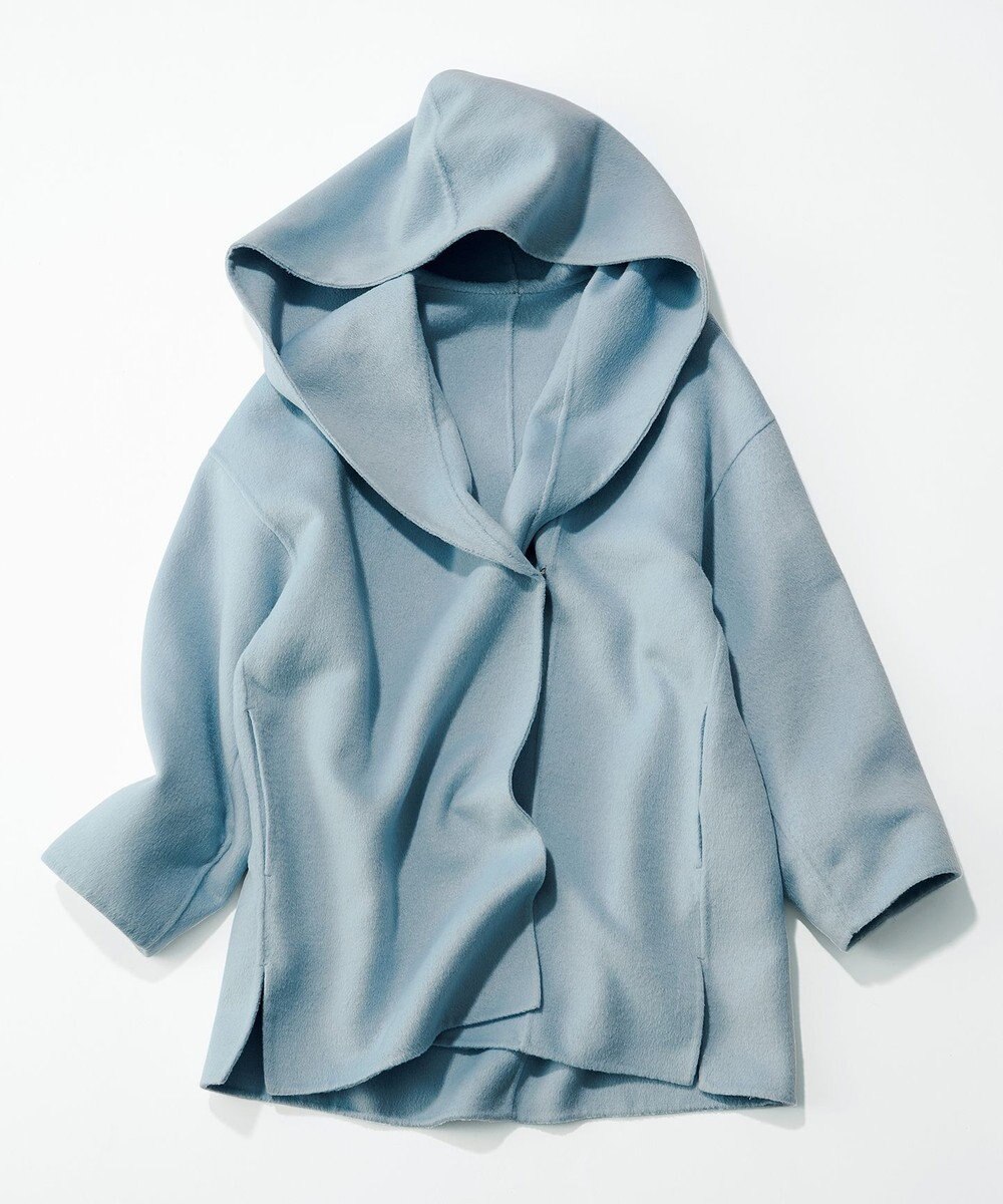 UNFILO 【撥水】ウール混リバー フーデットコート 