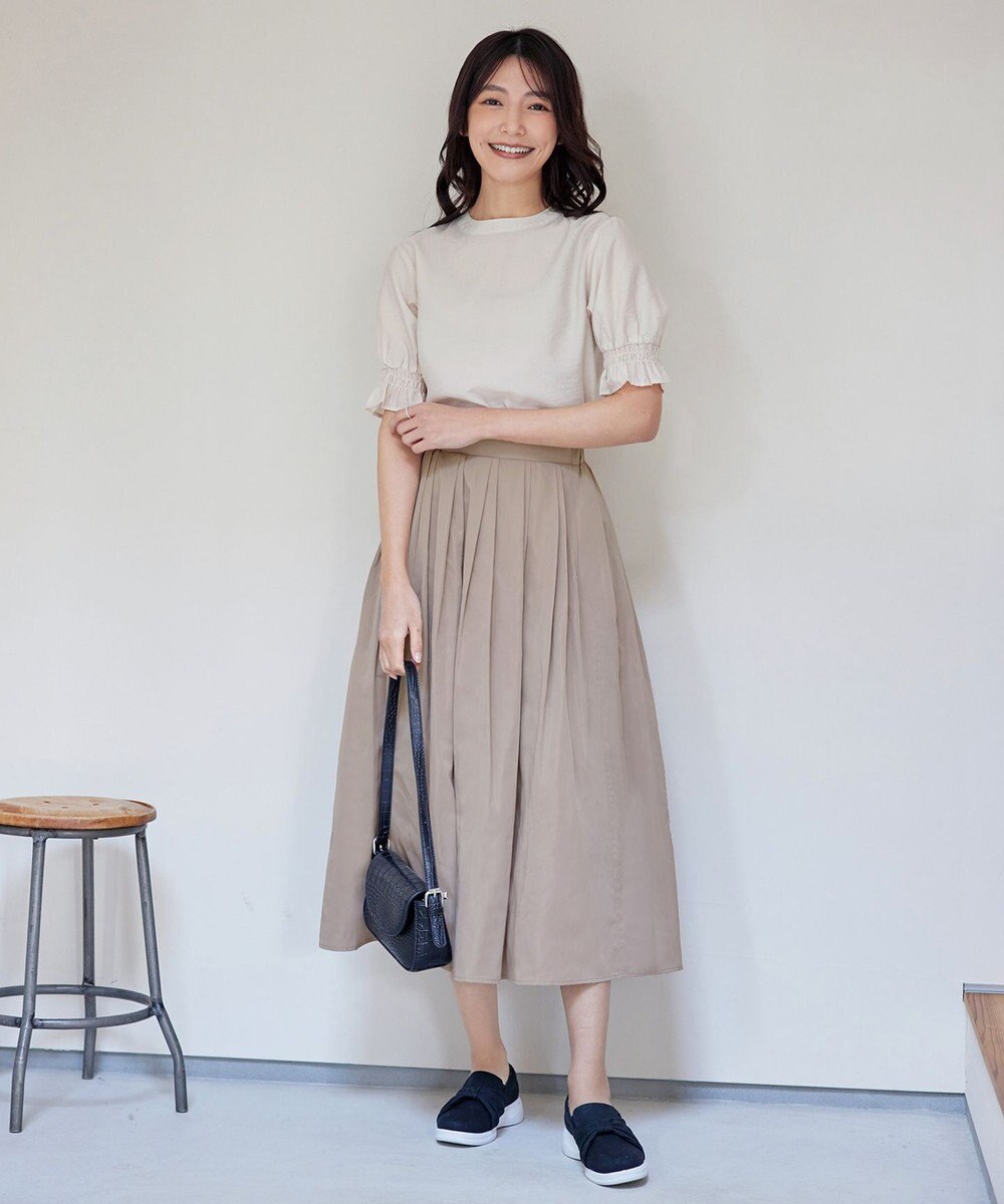 Tiaclasse 【軽撥水・汚れ防止】ランダムタックロングスカート 