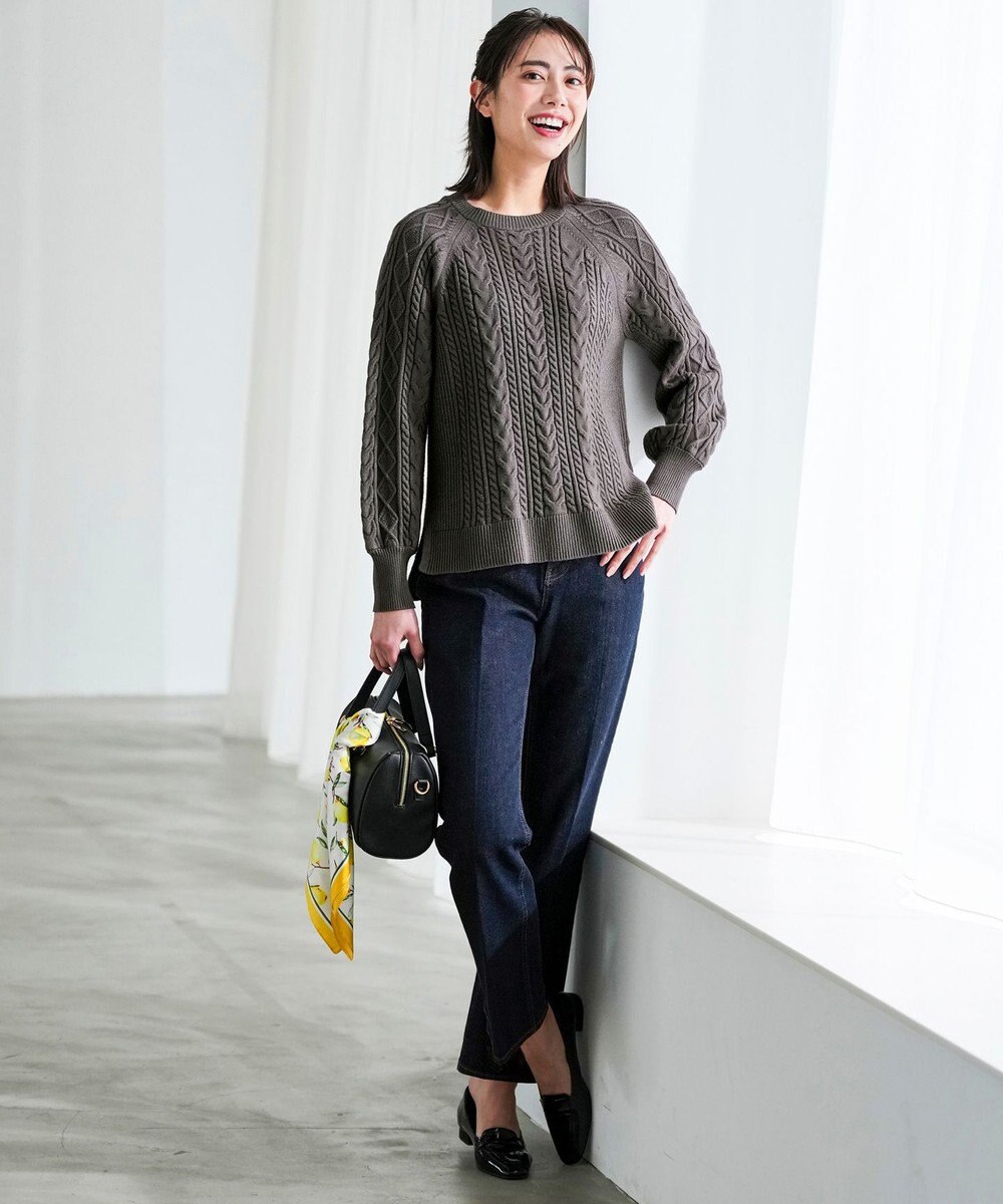 ANY SIS センタープレスセミフレア デニム 