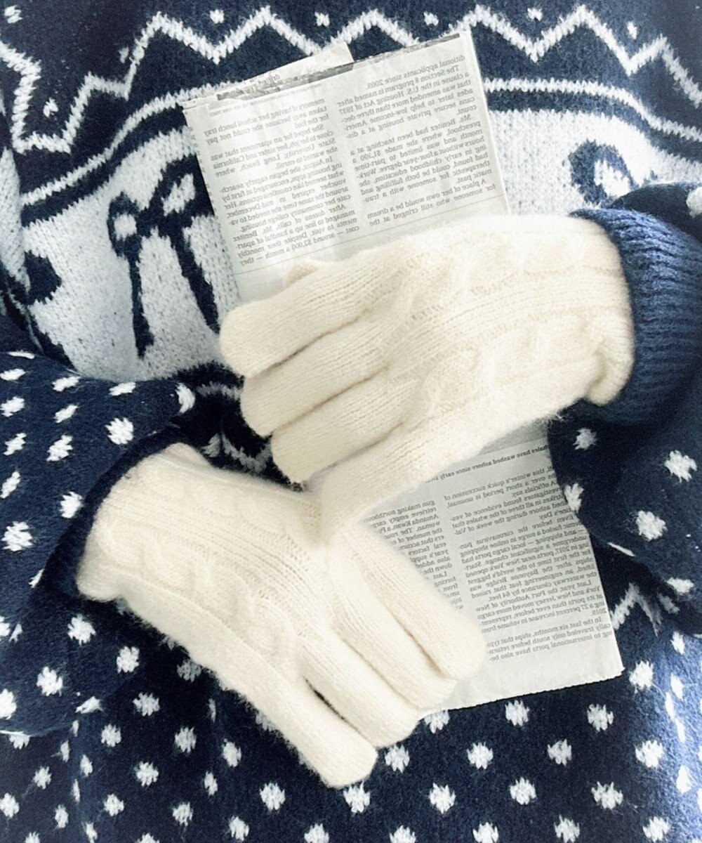 WEGO 【スマホ対応】ケーブル編みニットグローブ 