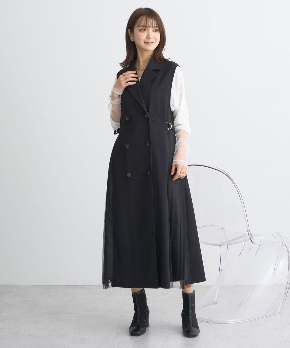 earth music&ecology サイドプリーツジレンチ 