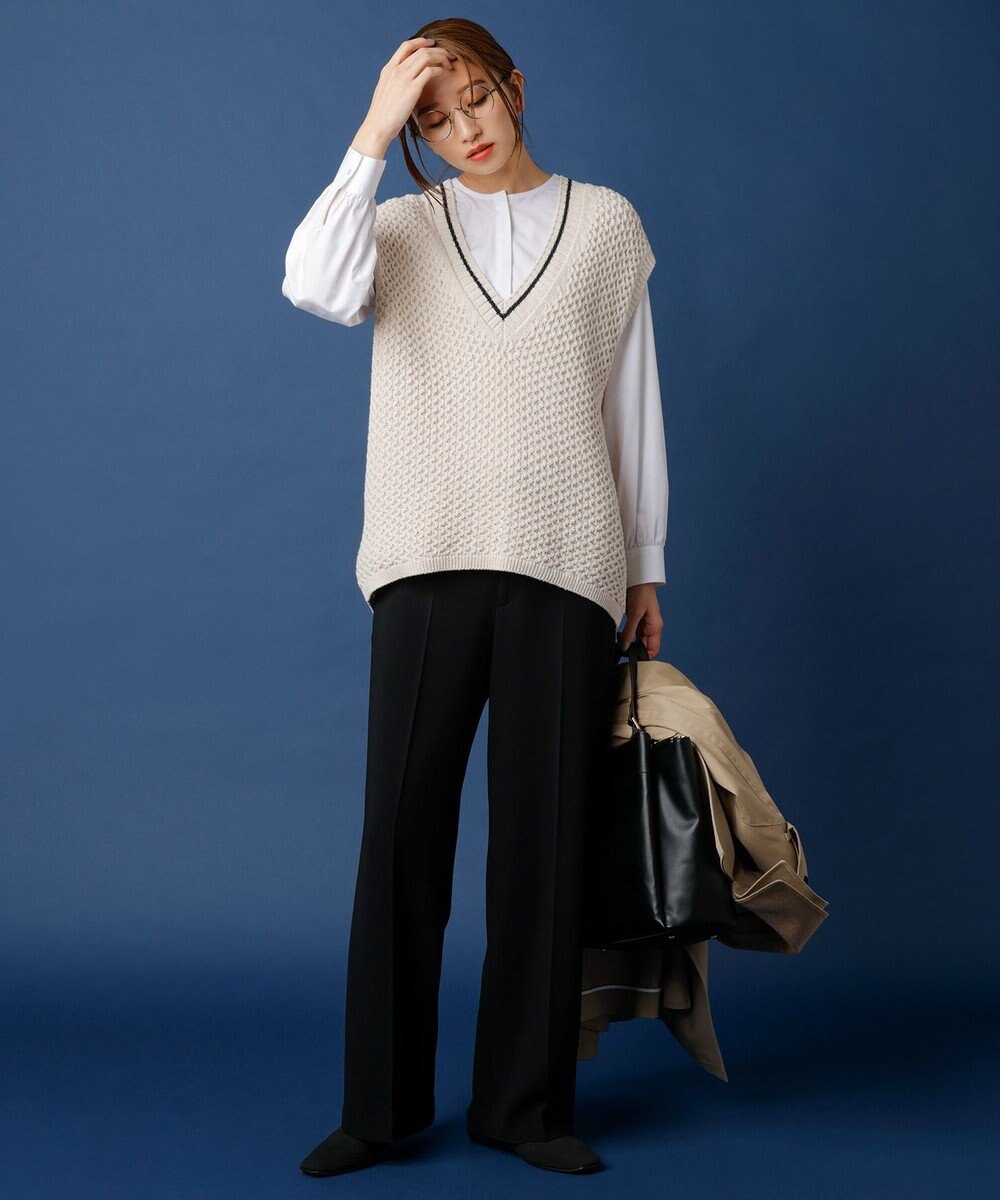 23区 トリアセダブルクロス ワイドストレート パンツ 