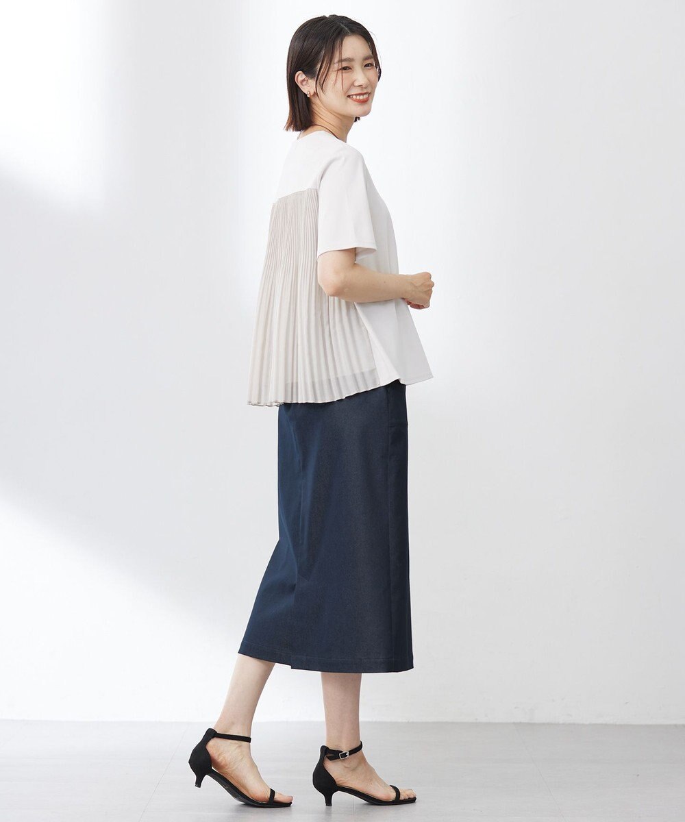 J.PRESS LADIES L 【洗える】コットンスムース バック プリーツ カットソー 