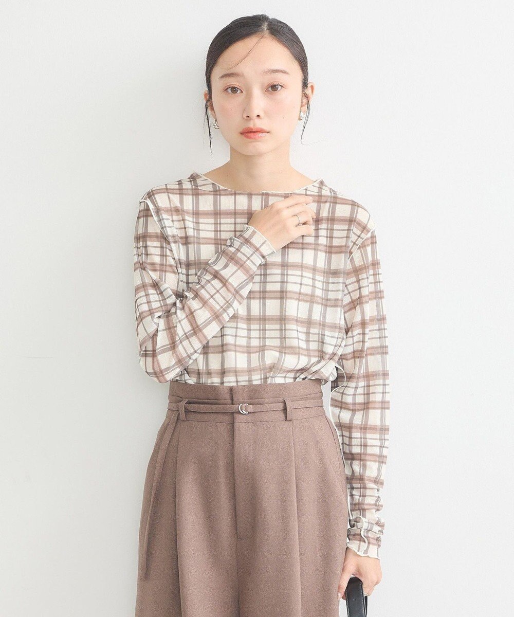 earth music&ecology シアーチェックプルオーバー 