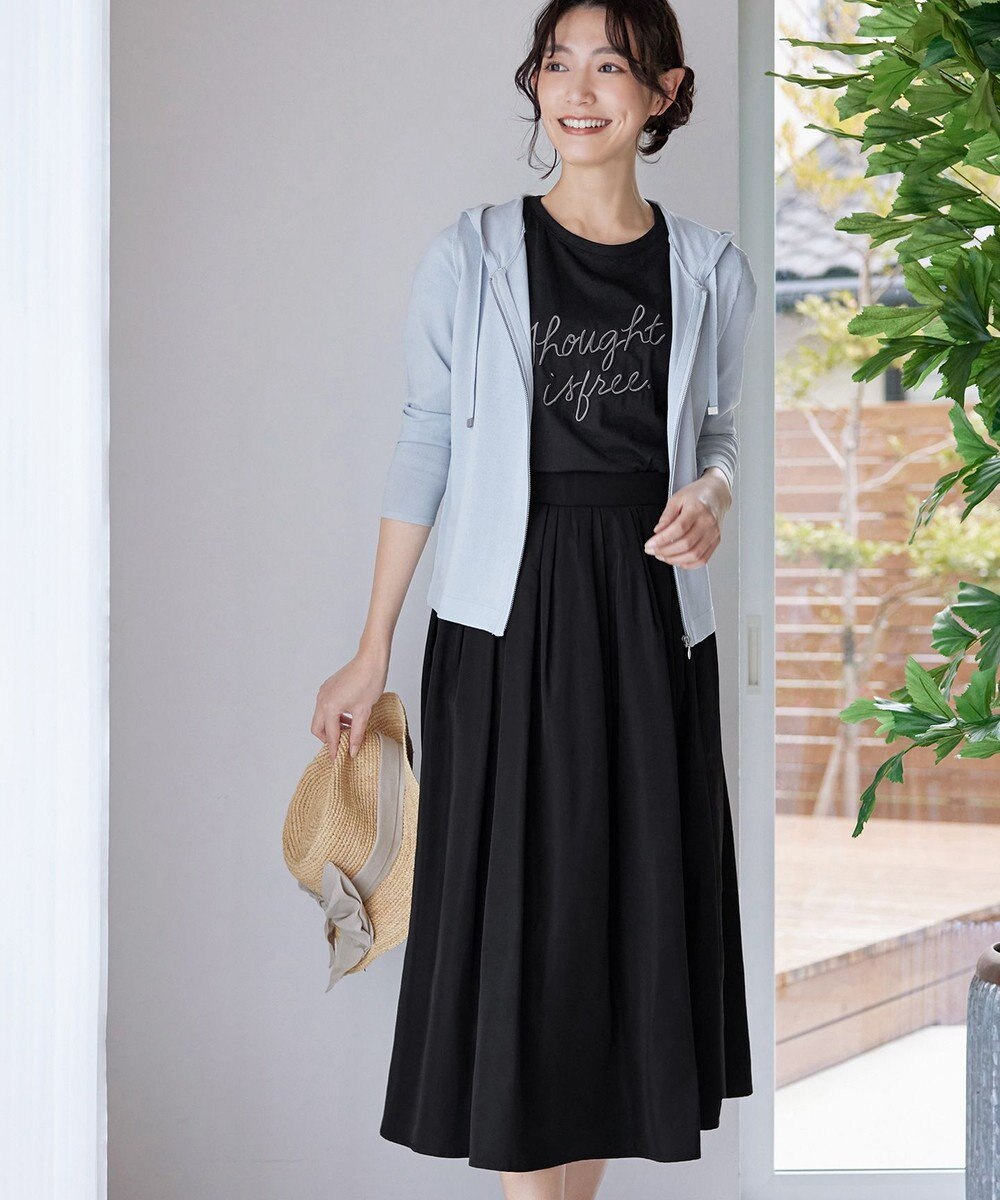 Tiaclasse 【軽撥水・汚れ防止】ランダムタックロングスカート 