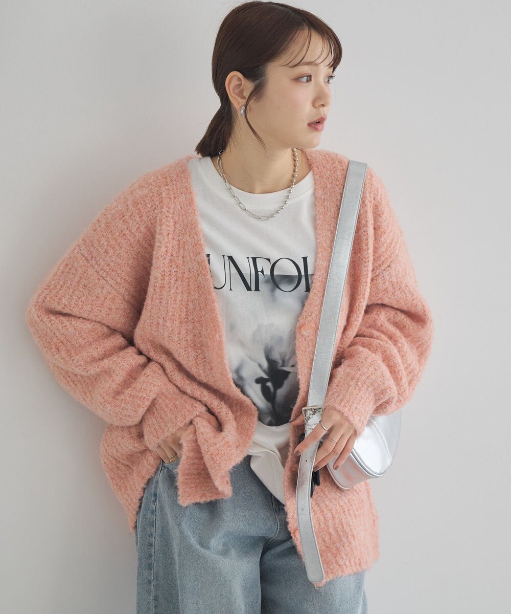 earth music&ecology 【ベルト付き】ＭＩＸカラーブークレカーディガン 