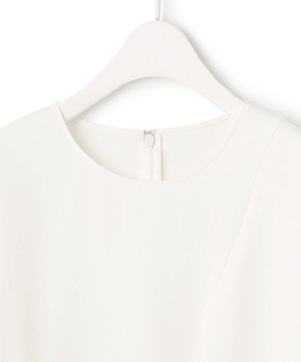 ICB 【WEB限定カラーあり・洗える】エステルダブルクロス 長袖ラッフルブラウス 