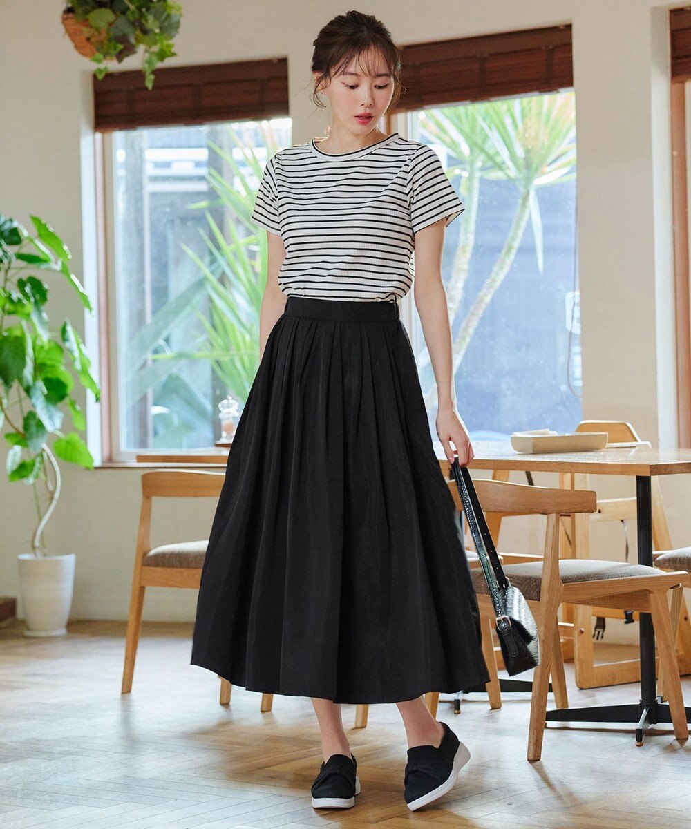 Tiaclasse 【軽撥水・汚れ防止】ランダムタックロングスカート 