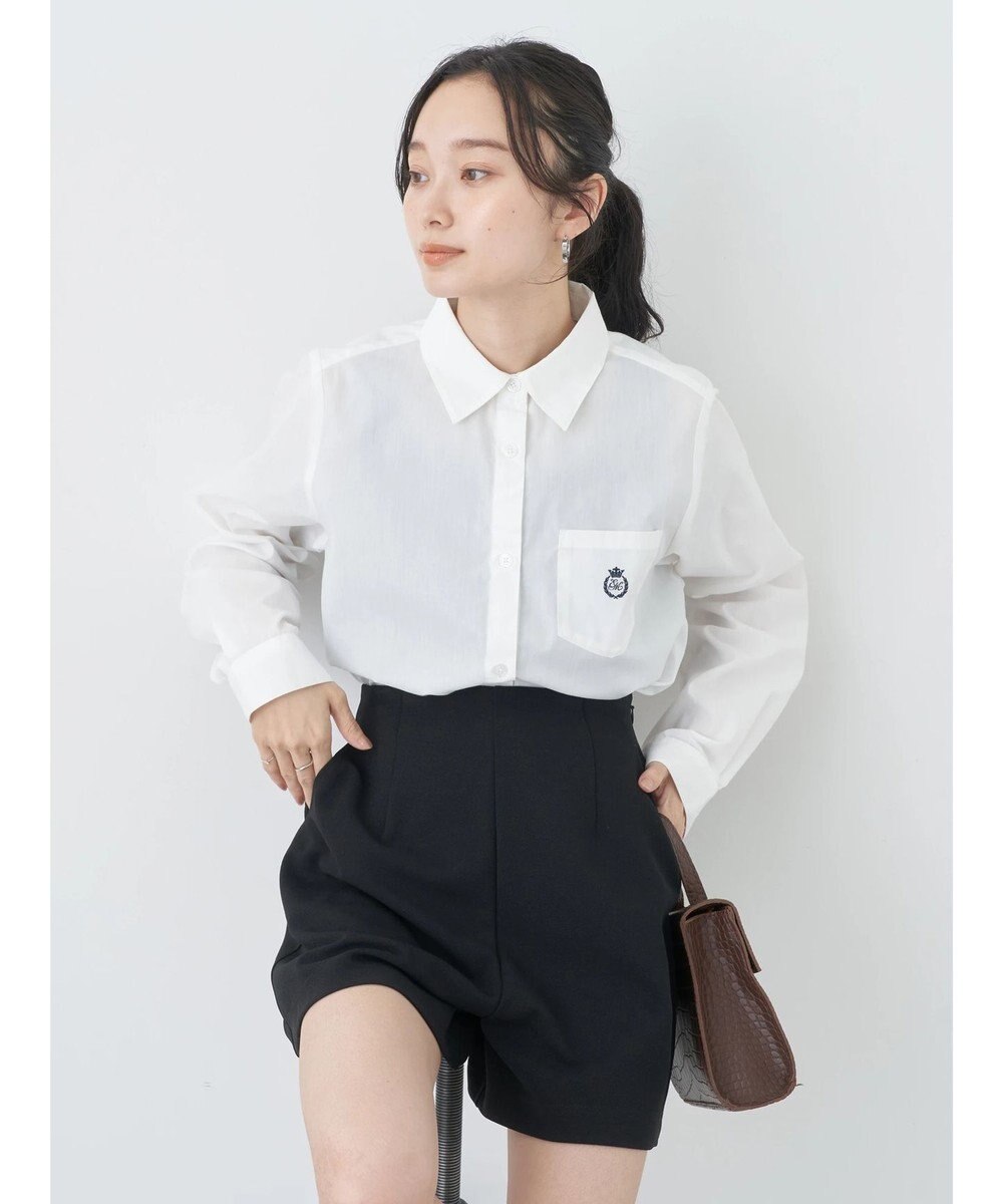 earth music&ecology ロゴ刺繍シャツ 