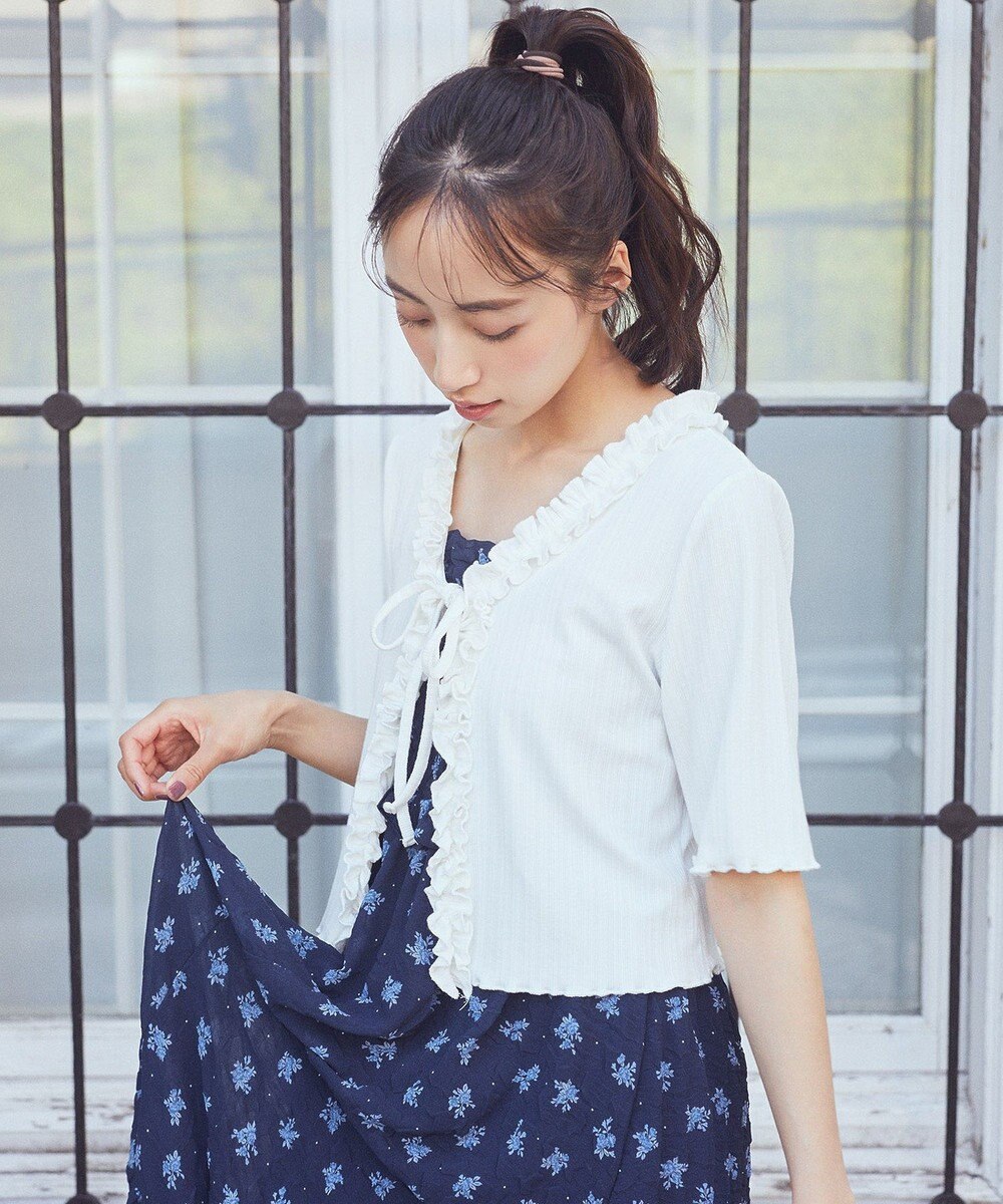 earth music&ecology 花柄シアーポップコーンキャミワンピース 