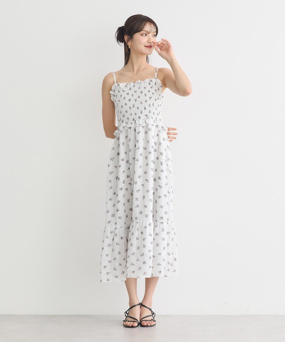 earth music&ecology 花柄シアーポップコーンキャミワンピース 