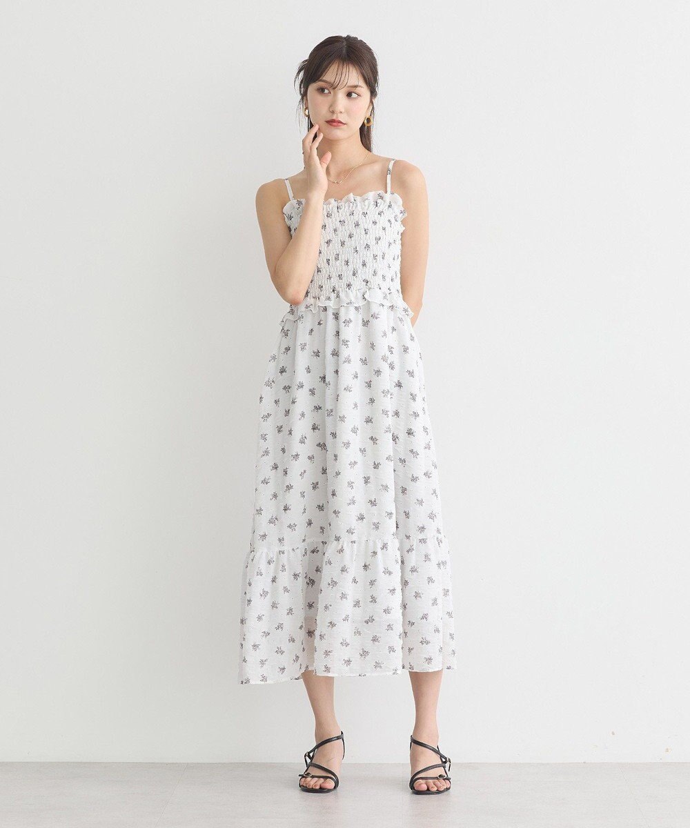 earth music&ecology 花柄シアーポップコーンキャミワンピース 