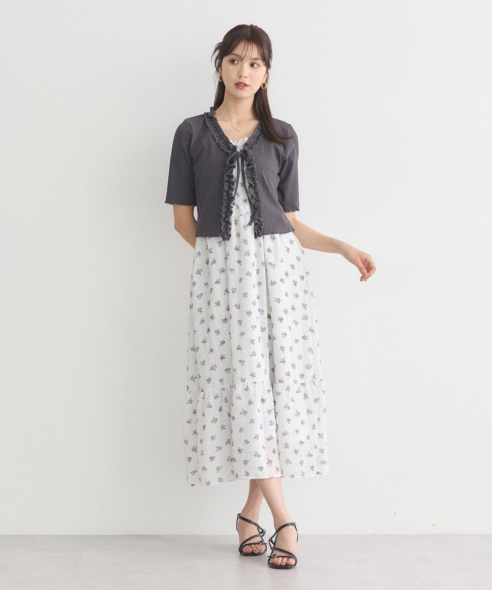 earth music&ecology 花柄シアーポップコーンキャミワンピース 