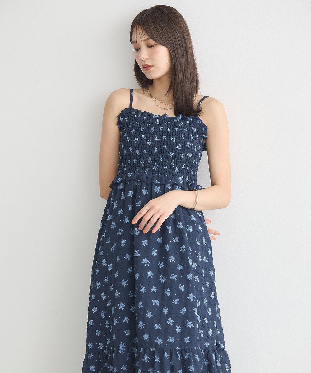 earth music&ecology 花柄シアーポップコーンキャミワンピース 