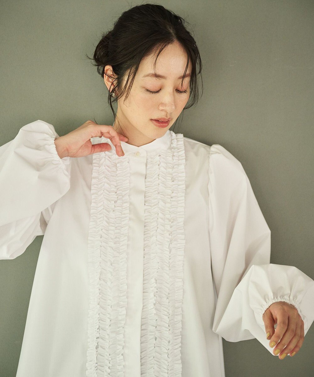 #Newans 【シワになりにくい/洗濯機可能】ロングフリルチュニック 