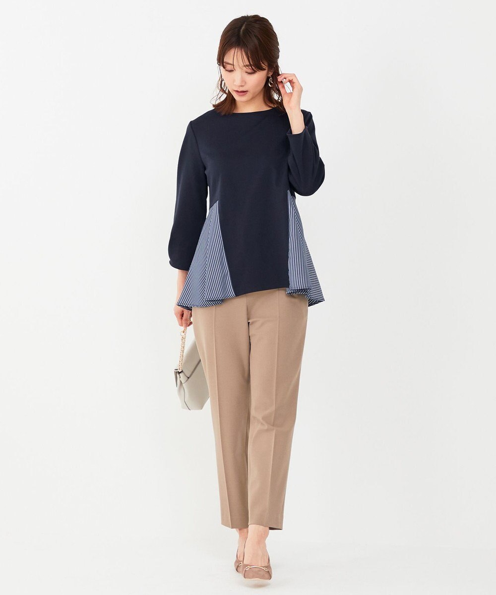 ANY SIS 【洗える】異素材コンビペプラム トップス 